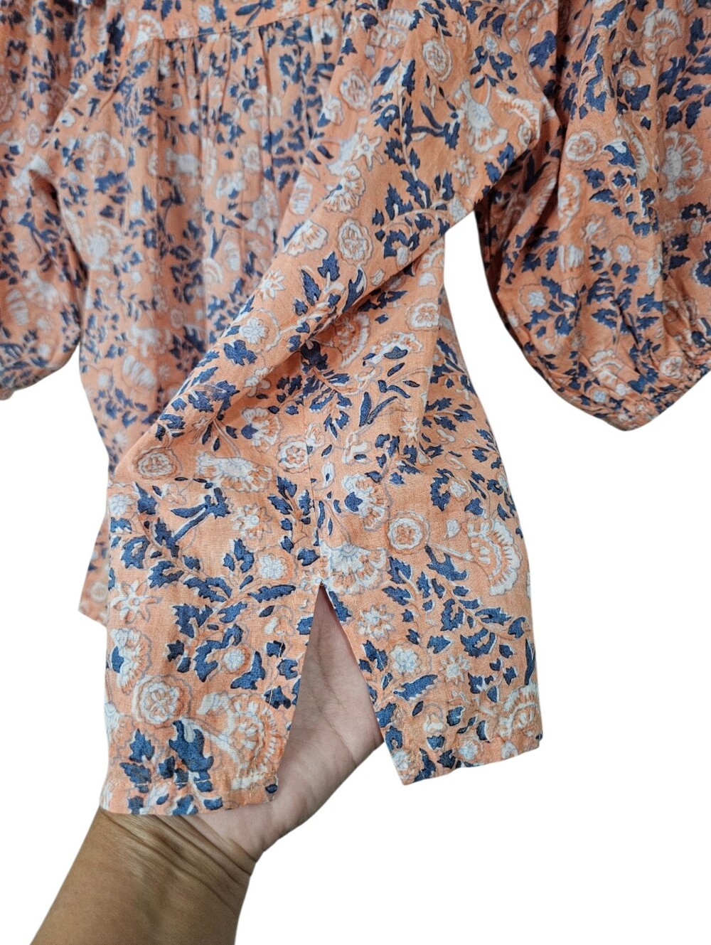 Cleobella Mariana Puff Short Sleeve Blouse Top Floral Print Ruffled Pink XS - Picture 10 of 16